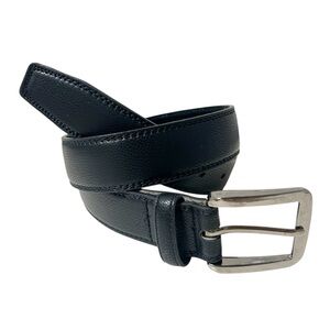 NWT Revonah Black Pebbled Leather Men's Belt Sz S Silver Tone Buckle